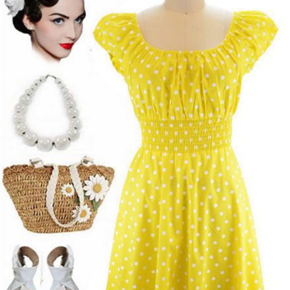 Perfect sunny summer pinup peasant dress!